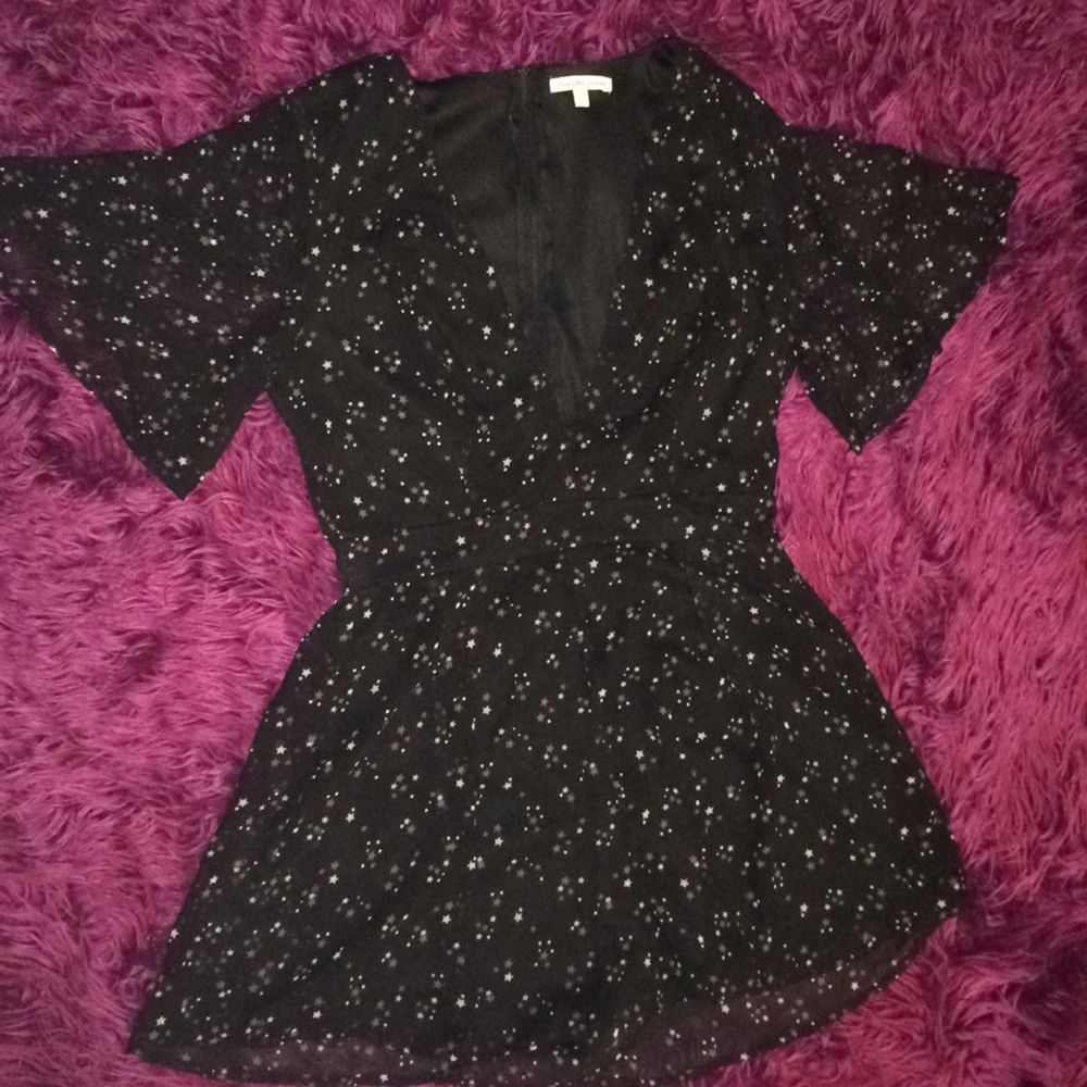 Flowy Deep Chest Romper With Stars